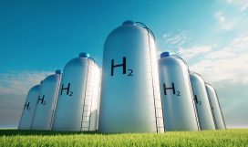 H2 Hydrogen clear energy Ecological future Alternative concept Environmental technology Blue sky Fuel storage tanks 3d render H2 Hydrogen clear energy Ecological future Alternative concept Environmental technology Blue sky Fuel storage tanks 3d render